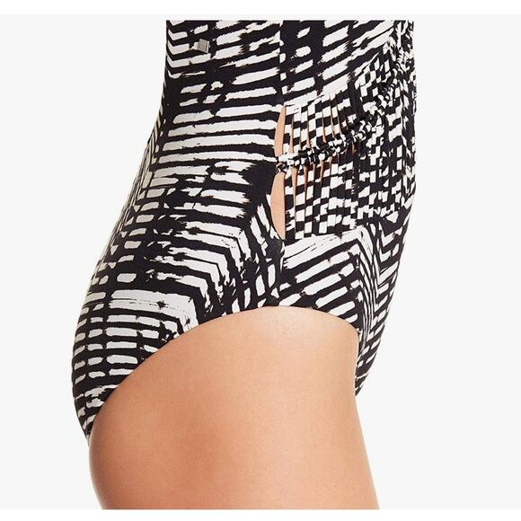 Dolce Vita Jungle Beat Macrame One Piece Tank Swimsuit Animal Print XS NWT - Picture 5 of 5